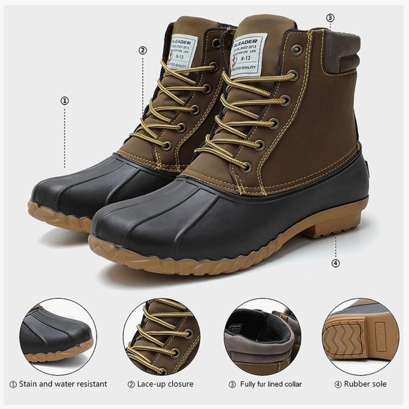 Aleader Men’s Brown Waterproof, Insulated Duck Boots (Size: 9) - Picture 8 of 16